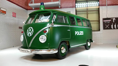 G LGB 1:24 Scale Welly VW T1 Samba Police Politzei Diecast Model Van 22095P 1962