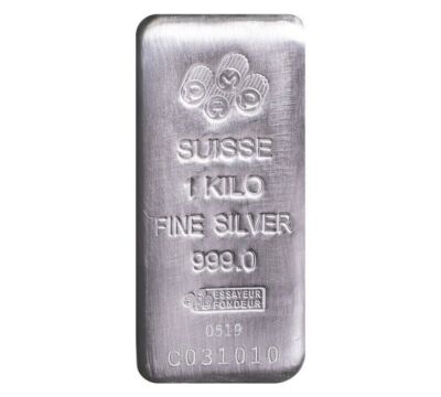 1 Kilo PAMP Suisse .999 Fine Silver Cast Bar- SKU# A028, Qty. 1