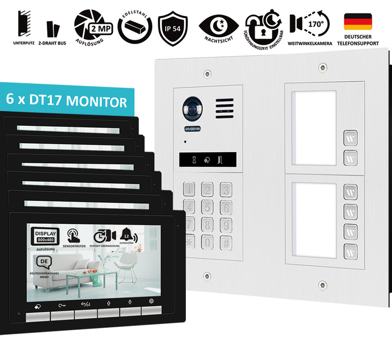 6 Familienhaus VideotÃ¼Rsprechanlage Sechsfamilien Sprechanlage VideotÃ¼Rklingel