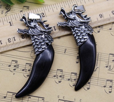 Retro Dragon Head Wolf Tooth Alloy Charms Necklace Pendant Jewelry Making DIY