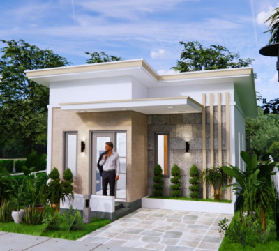 20x23 feet Small House 6x7 meter 2 Beds 1 Bath Shed Roof PDF & (A4 Hard Copy)