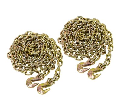 (2 Pack) NEW 3/8"x20' Grade 70 Transport Chain MADE IN USA! With G70 Grab hooks