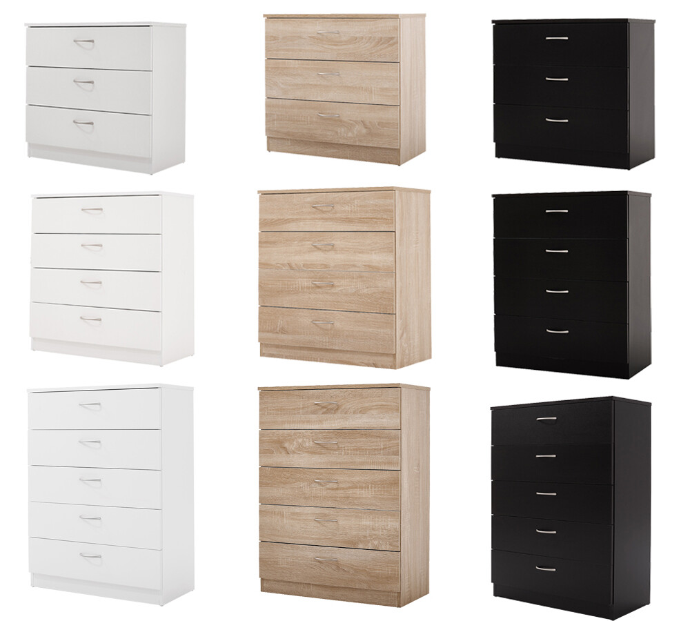 Oak Black White Chest Of Drawers 3 4 5 Draws Bedroom Furniture