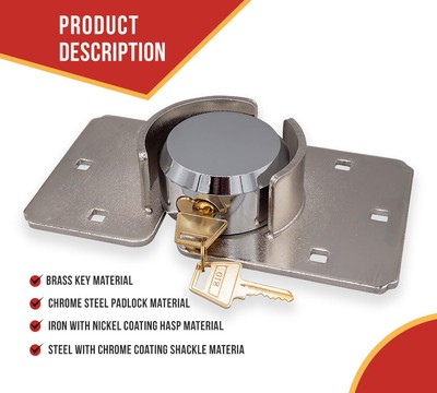 Heavy Duty Hidden Shackle Padlock & Hasp with Keyed Alike for Trailer Vans