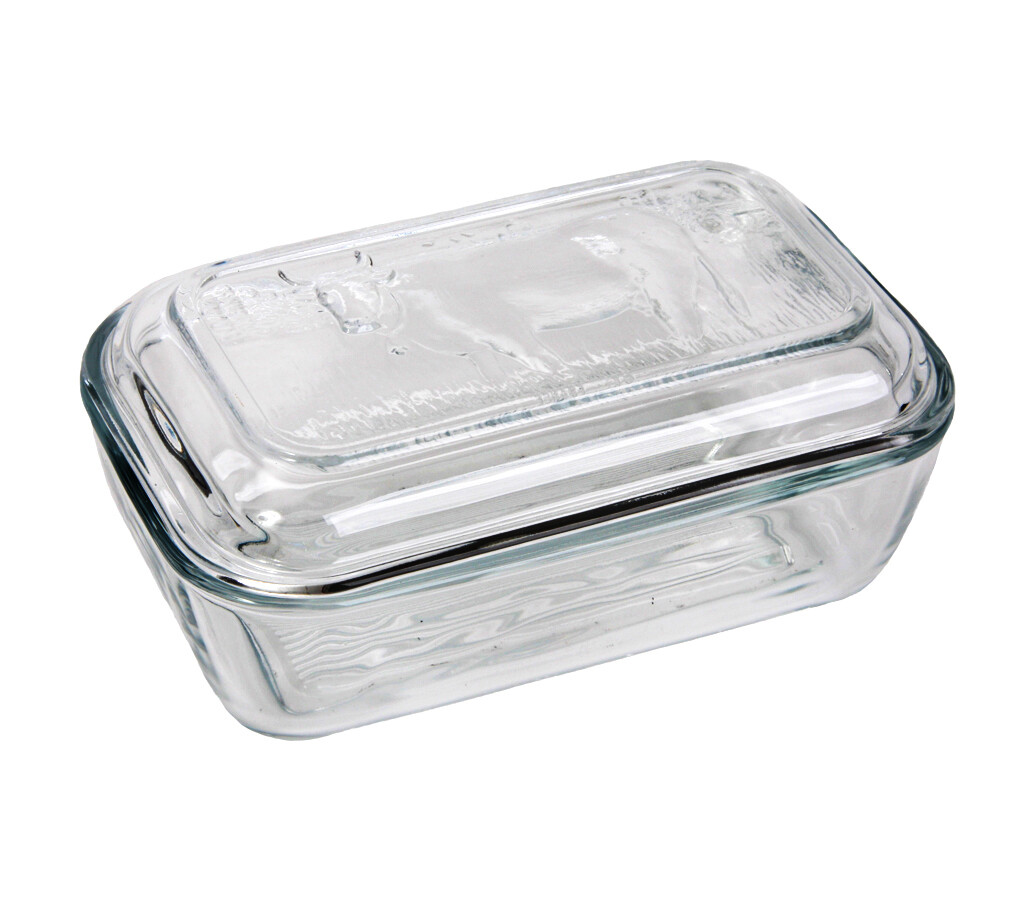 Luminarc Butter-Dose Glas Butter-Glocke Butter-Schale Butterbehälter Kuh Motiv