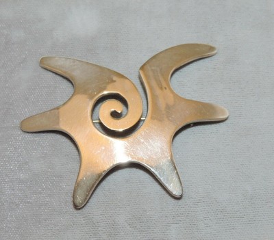 Taxco Mexico Sterling Silver Spiral Sun Abstract Brooch Pin  1b 76