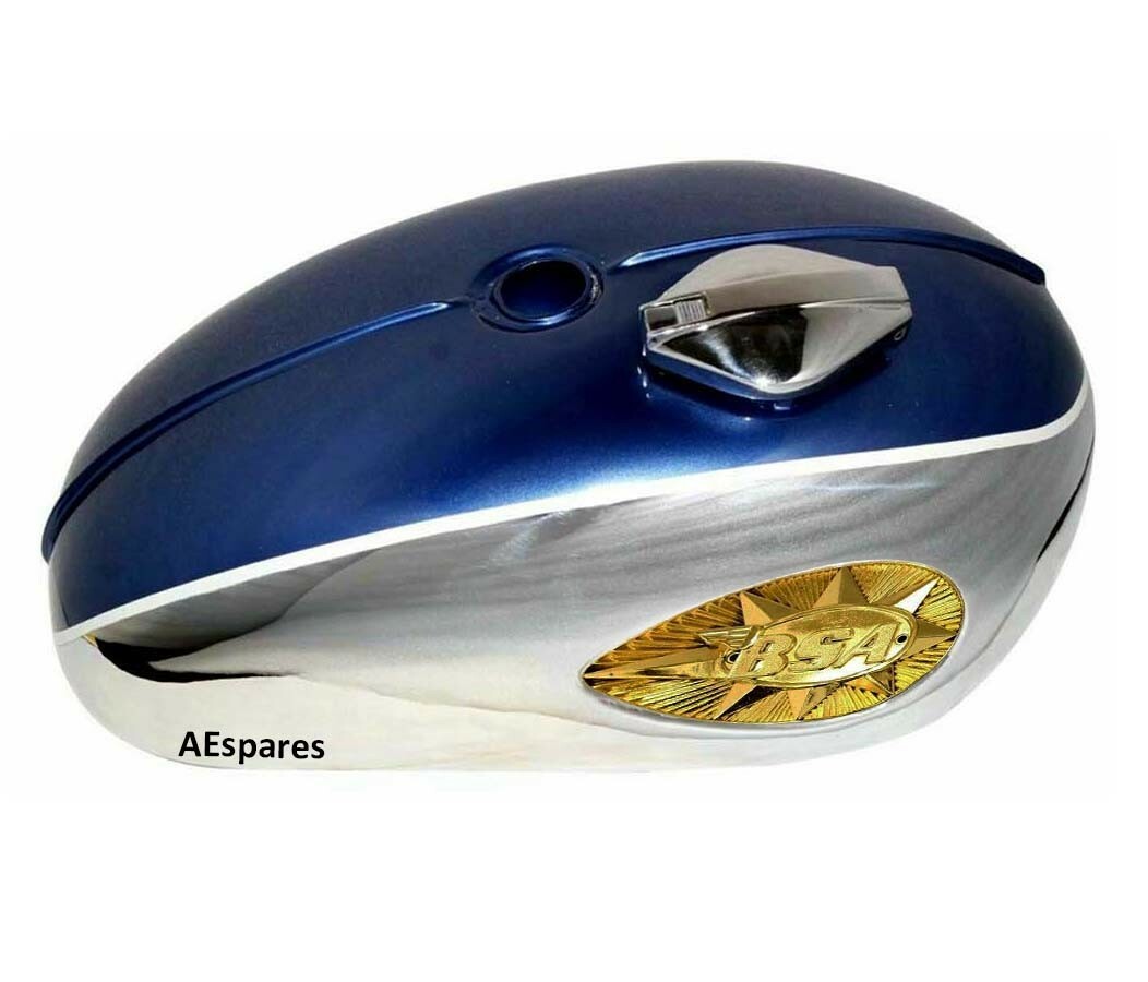 BSA A65 THUNDERBOLT BLUE PAINTED CHROME PETROL GAS FUEL TANK  