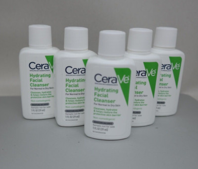 CeraVe Lot of 5 Hydrating Facial Cleanser Minis 1 fl oz each New