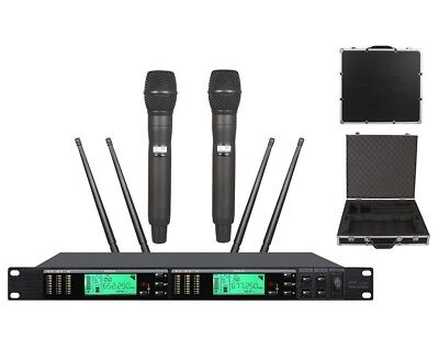 True Diversity UHF 2 Channel Metal Handheld Best Wireless Microphones For