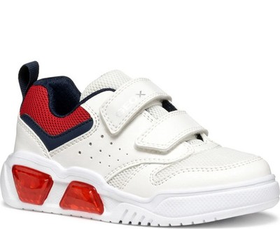 Geox Illuminus Boys' White Fashion Sneakers Casual J55GVA014BUC0050