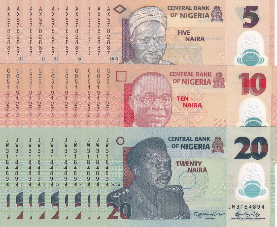 Nigeria Set 3 X 10 = 30 UNC 5 10 20 Naira Mixed Year P 34 P 38 P 39 Polymer