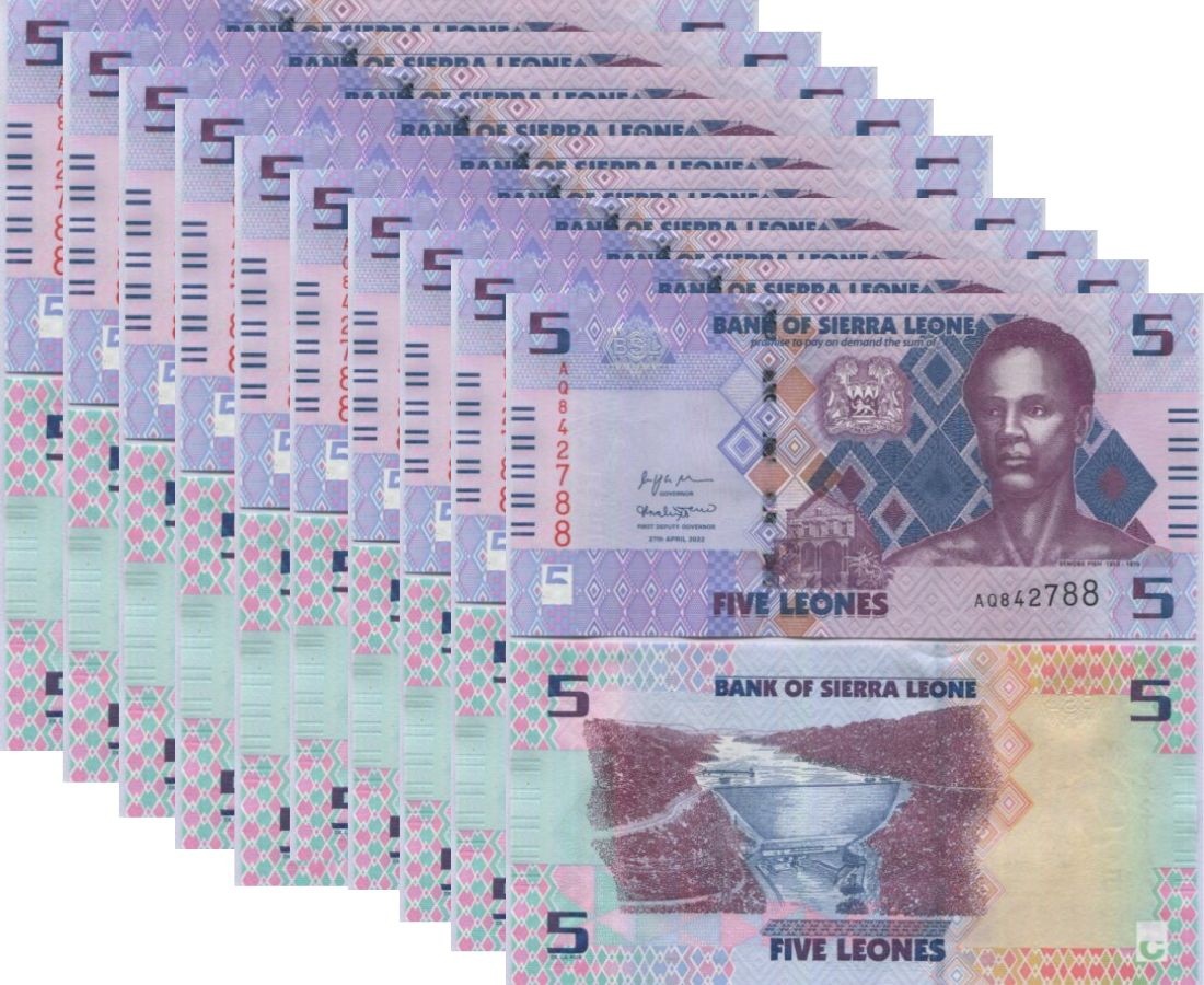 Sierra Leone 5 Leones 2022 P 36 UNC LOT 10 PCS ,Bumbuna hydroelectric dam