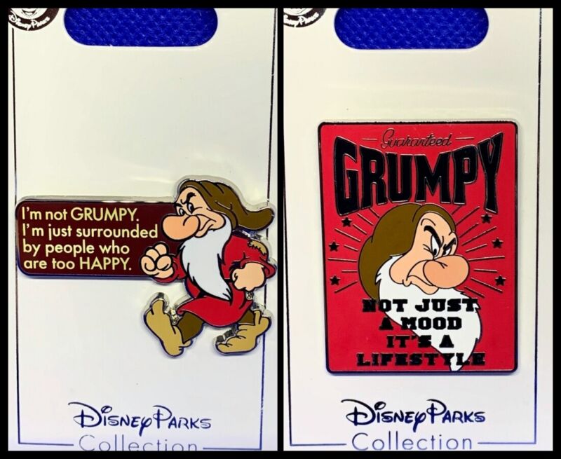 Disney Parks 2 Pin lot GRUMPY I am not + Not just a mood a lifestyle - NEW