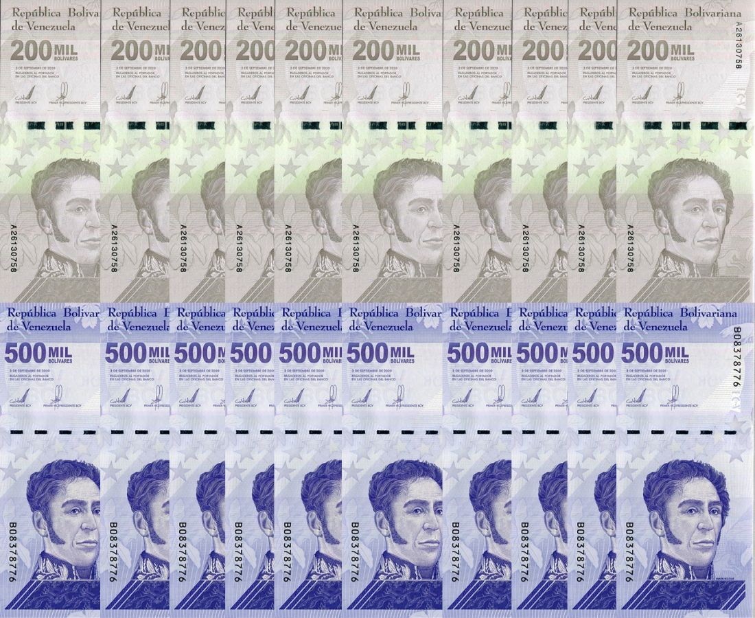 Venezuela Set 2 X 10 = 20 UNC 200000 500000 Bolivares 2020/2021 P 112 113