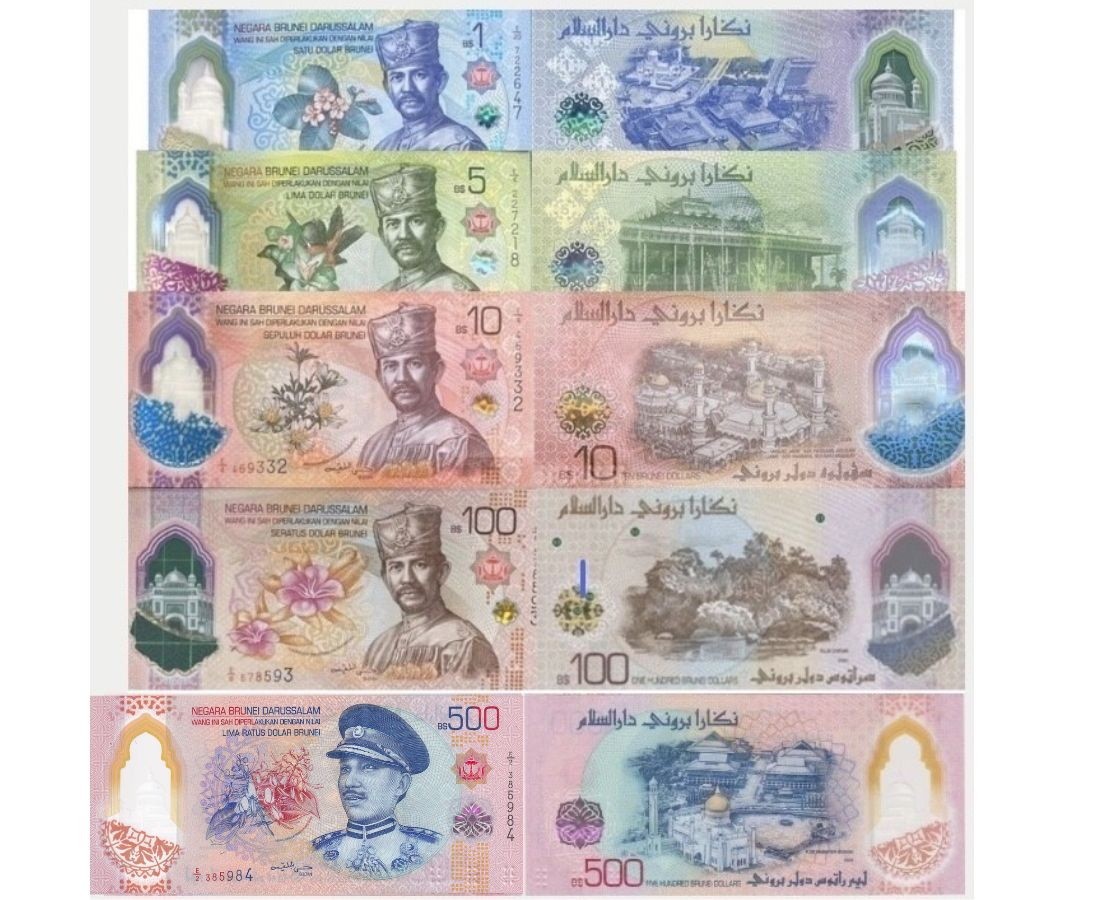 Brunei Set 5 UNC 1 5 10 100 500 Dolar Dollars 2024 2026 P NEW Polymer Design NHB