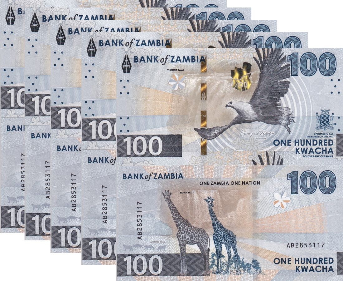 Zambia 100 Kwacha 2024 2025 P 65 NEW LOT 5 UNC