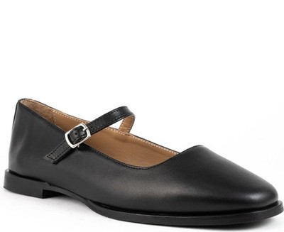 Sergio Moretti Women's Black Leather Ballet Flats Casual SM6570-210-1398