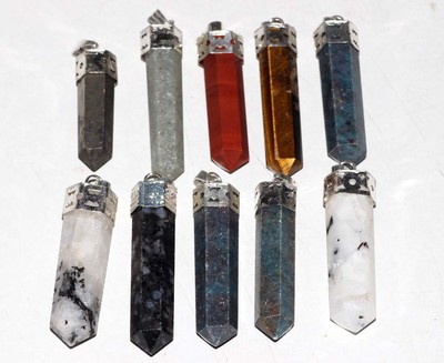 7 Chakra Natural Gemstones 10 Pcs Point Pendant 1-2'' Healing Crystal JW
