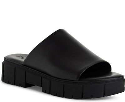 Tamaris Women's Black Leather Wedge Open-Toe Slippers Casual 27252-42-007