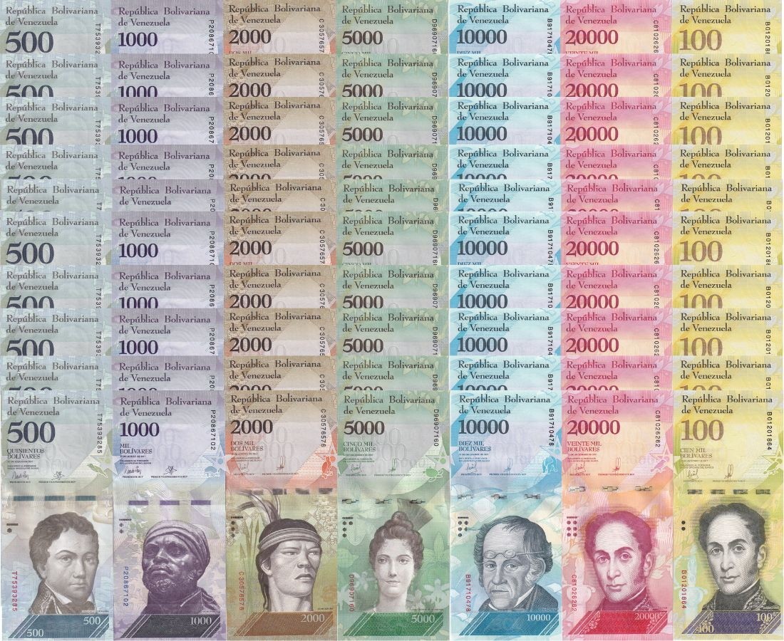 Venezuela Set 7 x LOT 10 = 70 UNC 500 1000 2000-100000 Bolivares 2017 P 94 - 100