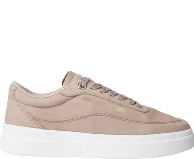 Tommy Hilfiger Women's Beige Leather Modern Fashion Sneakers FW0FW08462AFC