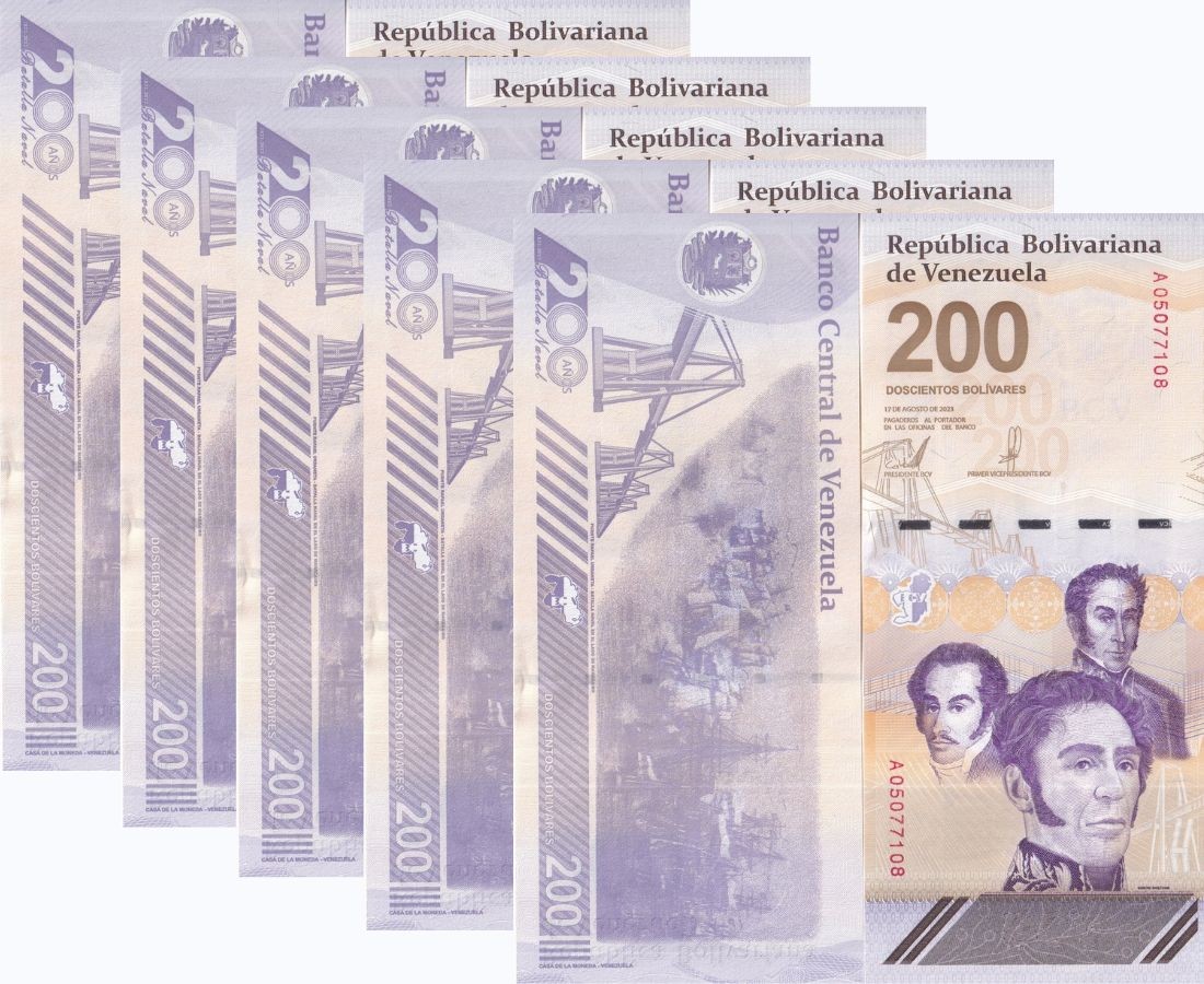 Venezuela 200 Bolivares Digitales 2023/2024 P 120 UNC LOT 5 PCS