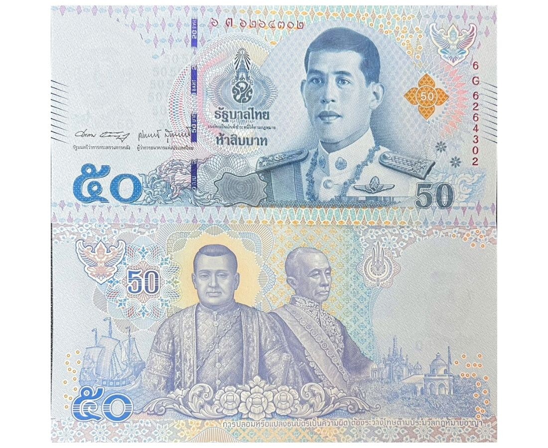 Thailand 50 Baht ND 2018 P 136 b Random Signatures UNC ,Kings Rama III and IV