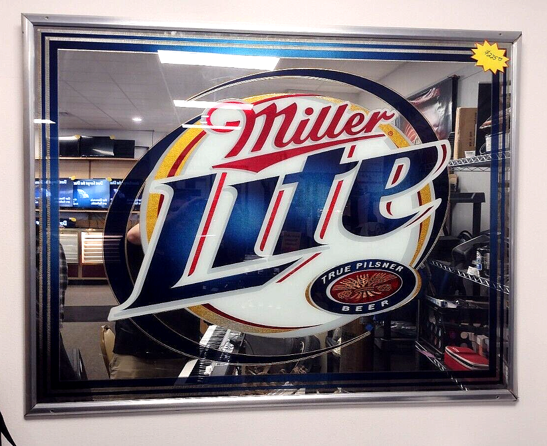 Miller Lite Beer Back Bar Mirror Large Sign 52”x40” | eBay
