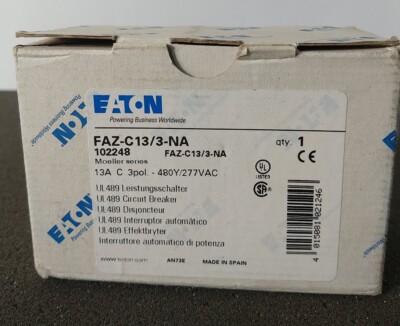 Eaton  FAZ-C13/3-NA DIN Rail Breaker FAZ 3P 13A 277V (a)