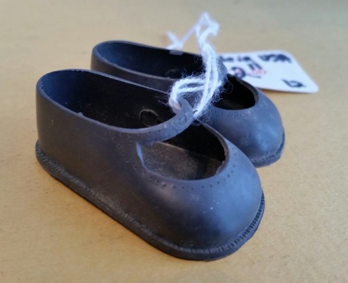 Antique Vintage Doll Shoes Black 2