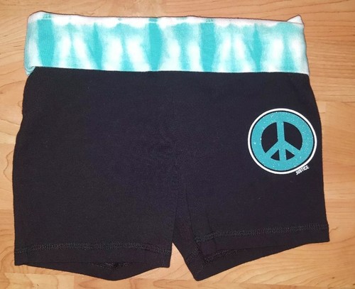 JUSTICE GIRLS SIZE 6 GRAY PANTS AND BLACK SHORTS LOT OF 2 peace sign