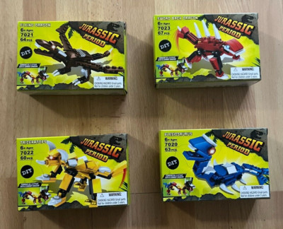4 DIY Assemble Dinosaur Toy Sets ~ Jurassic Period ~ Dig O ~ NEW in Sealed Boxes