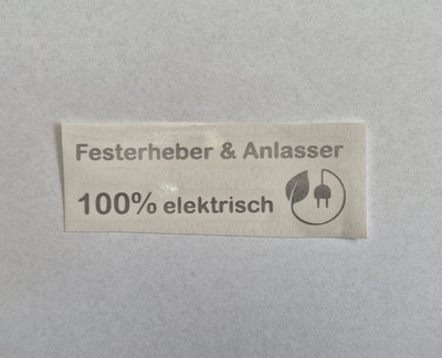 Lustige Elektroauto Aufkleber, Fensterheber & Anlasser 100% elektrisch, NEU