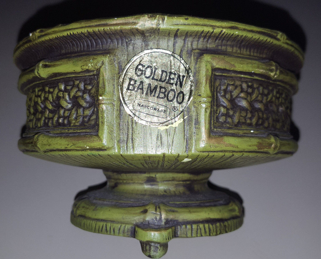 Vintage Napcoware Green GOLDEN BAMBOO FLOWERPOT Import Japan
