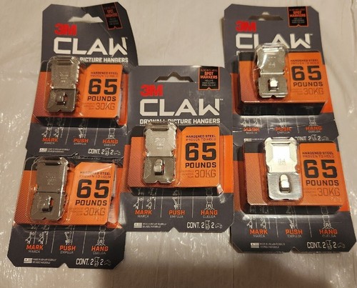 3M CLAW Drywall Picture Hangers 65 Lb (2 Hangers) - Lot of 5 NEW SEALED