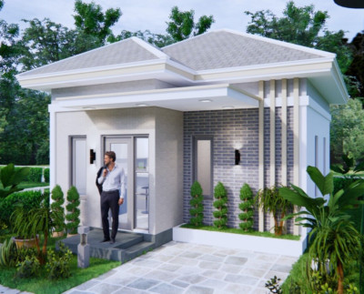 20x23 feet Small House 6x7 meter 2 Beds 1 Bath Hip Roof PDF & (A4 Hard Copy)