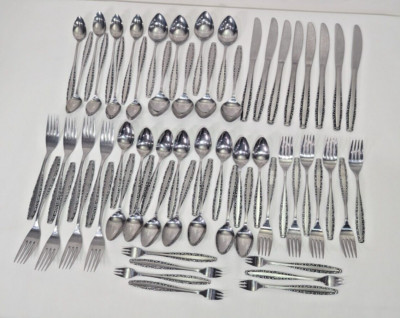 Northland Stainless Silverware Flatwear Set 'Love Story' 62 pcs Made In Japan