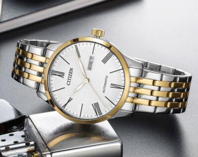 Pre-owned Citizen Nh8354-58a Automatic Two-tone Gold Stainless Steel Analog Men's Watch