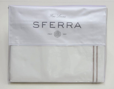 Sferra Grande Hotel 77320 King Duvet Cover White/Grey 100% Cotton Percal Italy