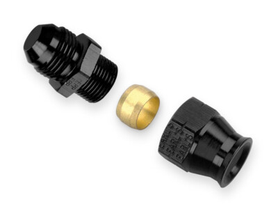 Earls Fitting Tube End Straight 6 AN Male to 3/8'' Tubing Aluminum Black Anodize