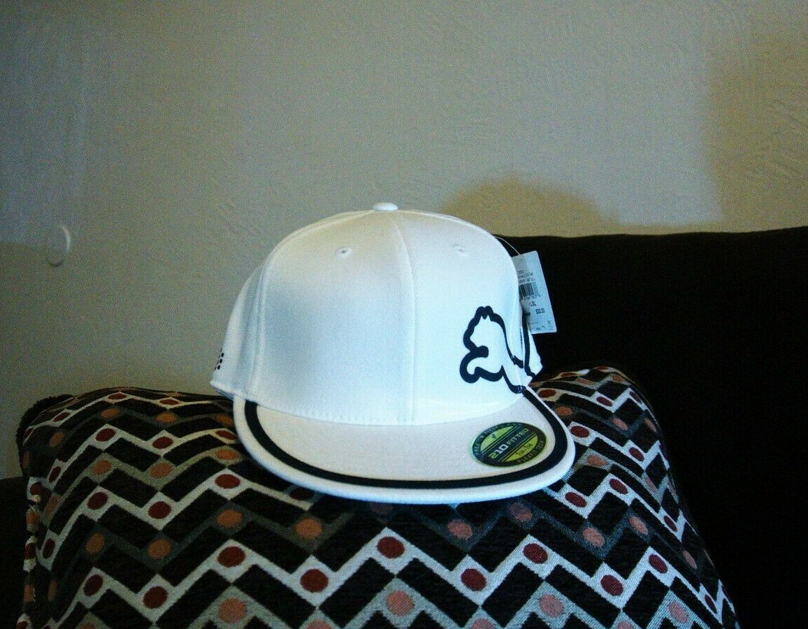 Puma Monoline 210 Premium Fitted Cap/Hat, White/Black, L/XL