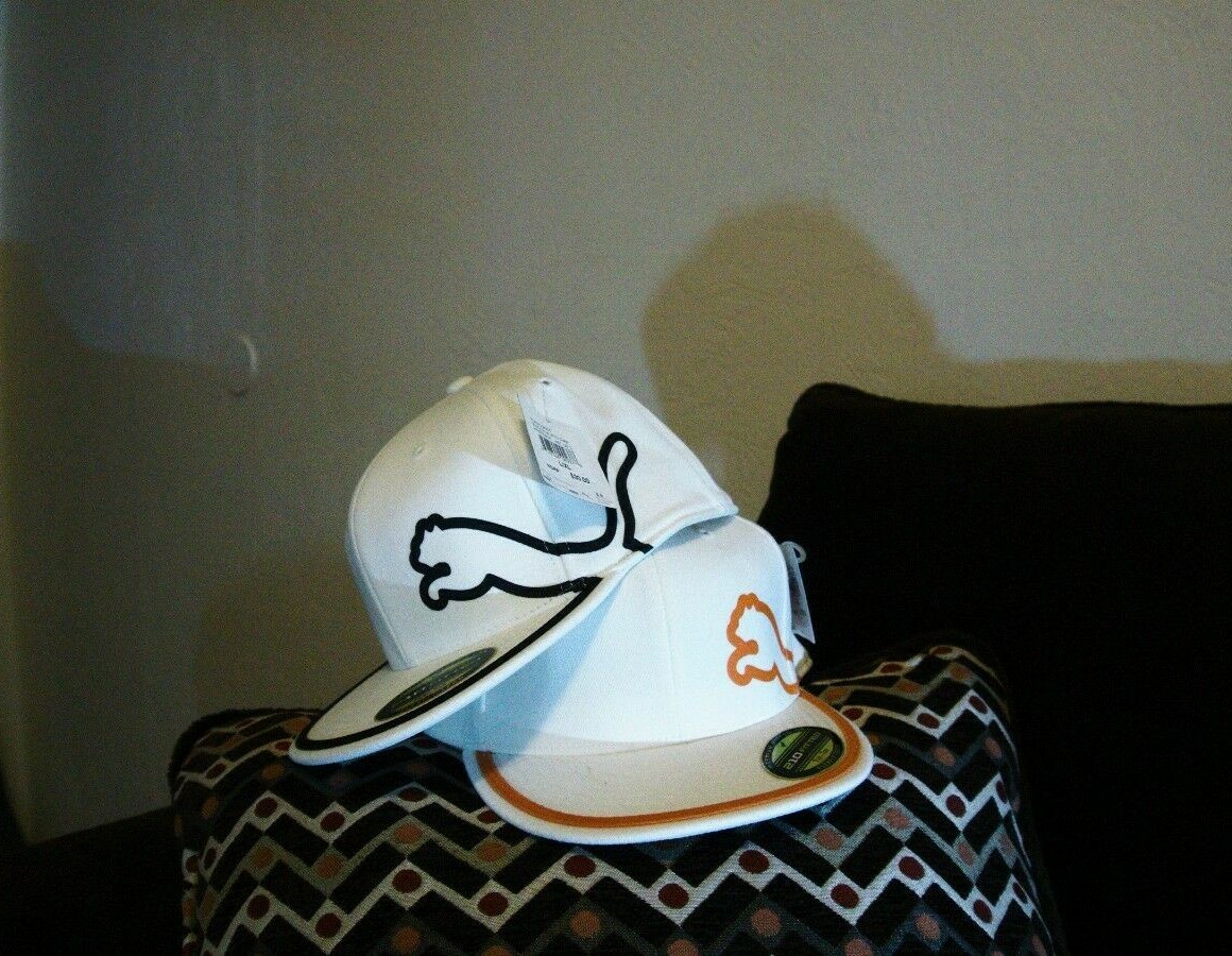 Puma Monoline 210 Premium Fitted Cap/Hat, White/Black, L/XL