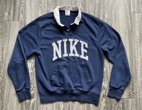 Nike Rugby Long Sleeve Polo Navy Blue FN3112-410 W/ Pockets