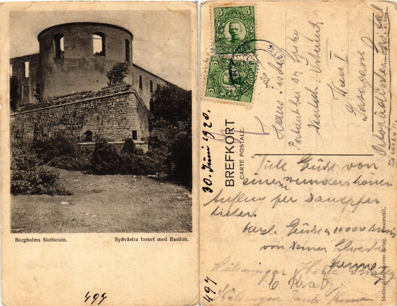 Cpa Ak Borgholms Slottsruin SydvÃ¤Stra Tornet Med Bastion Sweden (441677)