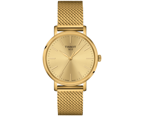 Pre-owned Tissot Every Time Champagne Dial Round Women's Watch T143.210.33.021.00