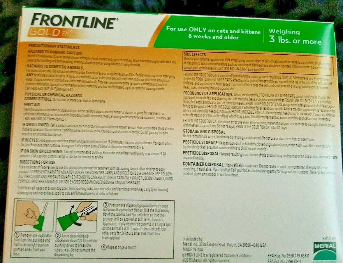 FRONTLINE GOLD FOR CATS AND KITTENS OVER 3 LBS 3 DOSES PLUS  FREE SHIPPING