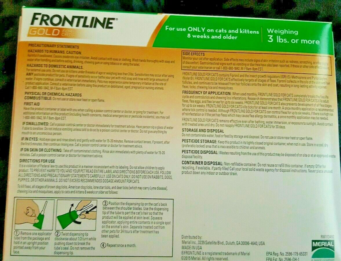 FRONTLINE GOLD FOR CATS AND KITTENS OVER 3 LBS 6 DOSES PLUS  FREE SHIPPING