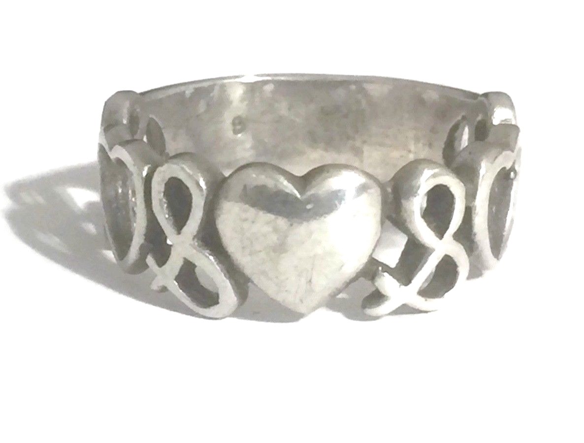 Vintage Heart Sterling Silver Ring or Band  Size 6.50 9.4g Valentine Love
