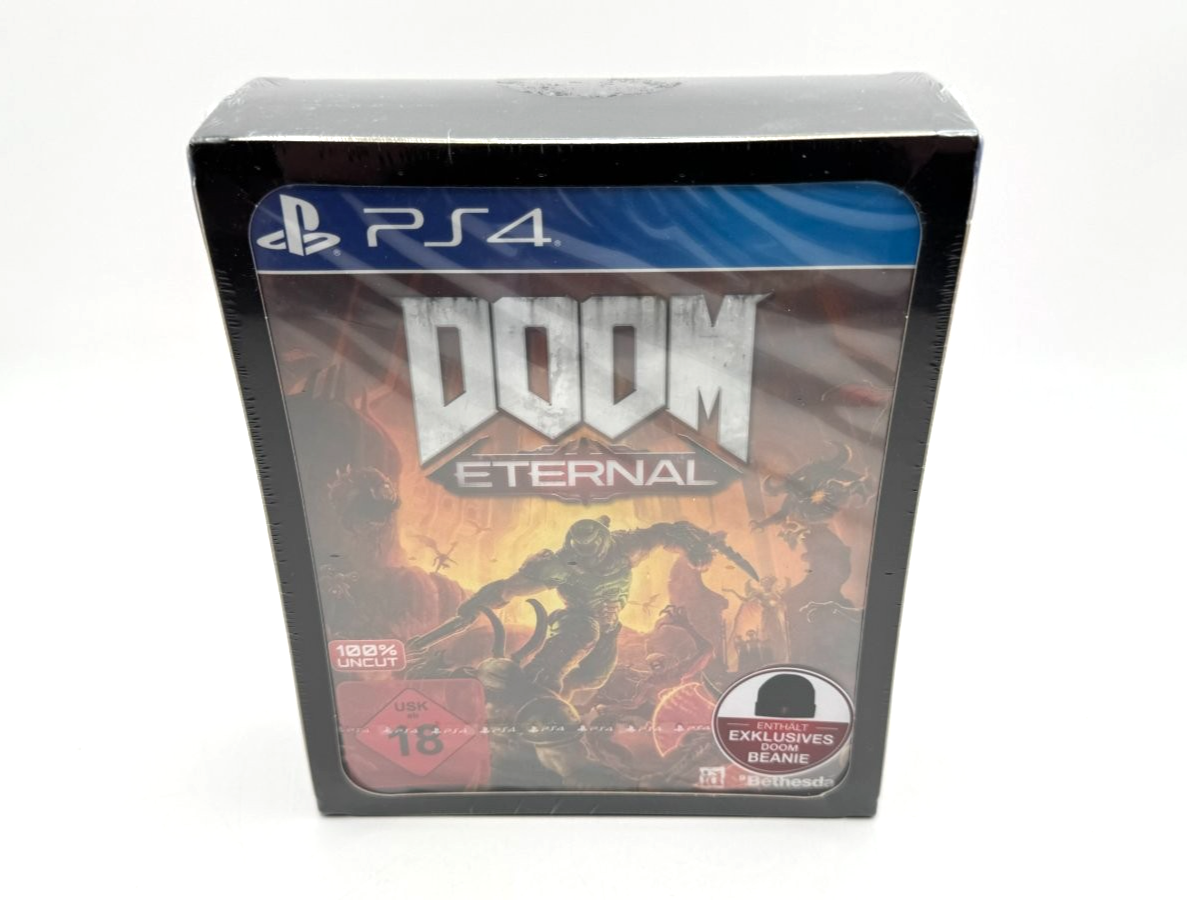 DOOM Eternal PS4 Neu OVP versiegelt inklusive exklusivem Fan-Beanie