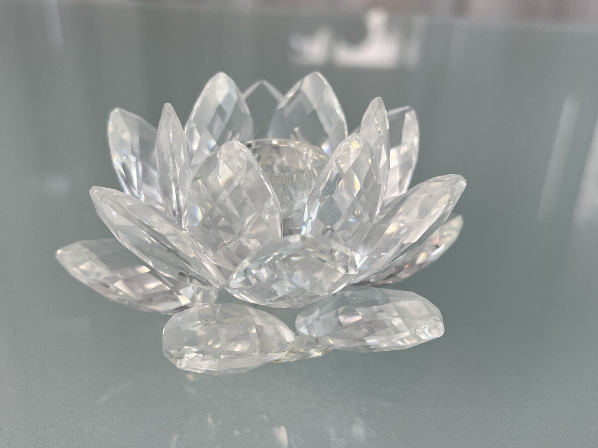 【美品】SWAROVSKI WATERLILYとCRYSTAL BASE Swarovski Waterlily Candleholder Large by Swarovski Crystal